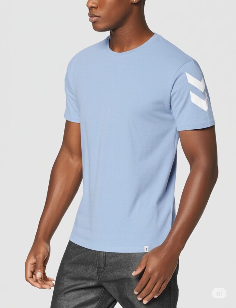 T-Shirt Homme LEGACY CHEVRON en Cotton Doux ultra confortable Léger Tendance Sport Style 2025 - Bleu Ciel