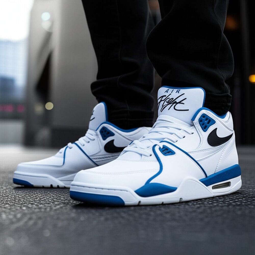 Baskets Homme Air Flight 89 Montante Sneakers Vintage OLD School Basket-Ball Tendance Freestyle 2025 - Blanc
